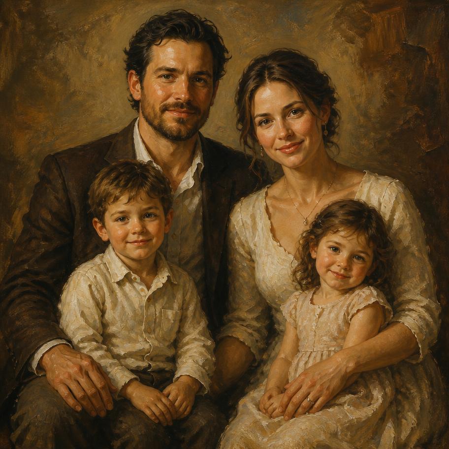 Retrato familiar al óleo encargado por la familia Herrera